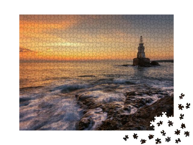 Puzzle de 1000 pièces « Lever de soleil au phare d'Ahtopol, Bulgarie »