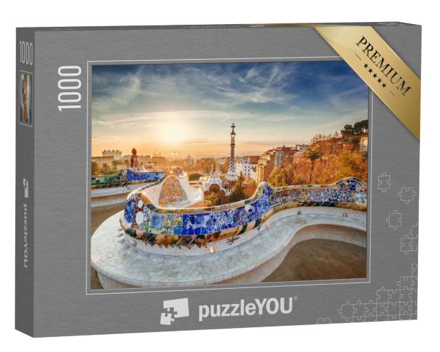 Puzzle de 1000 pièces « Lever de soleil au Parc Güell avec vue sur Barcelone »