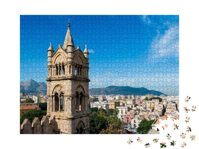 Puzzle de 1000 pièces « Cathédrale Santa Maria Assunta sur les toits de Palerme, Sicile »