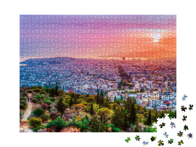 Puzzle de 1000 pièces « Athènes au coucher du soleil »