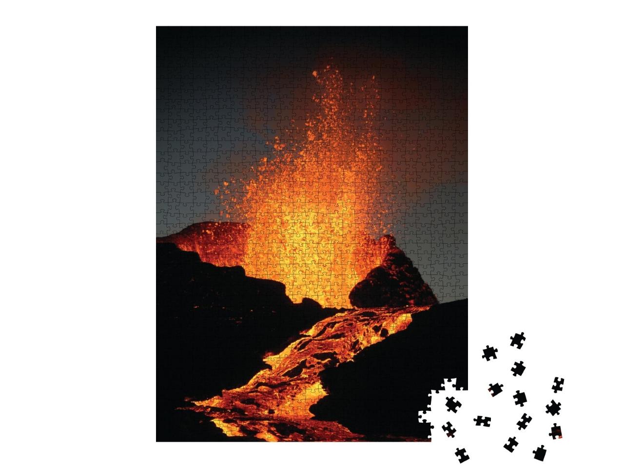 Puzzle de 1000 pièces « De la lave brûlante jaillit du volcan Kilauea »