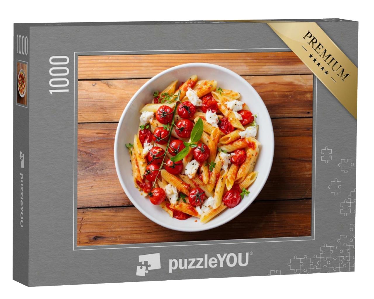 Puzzle de 1000 pièces « Penne aux tomates frites et à la mozzarella »