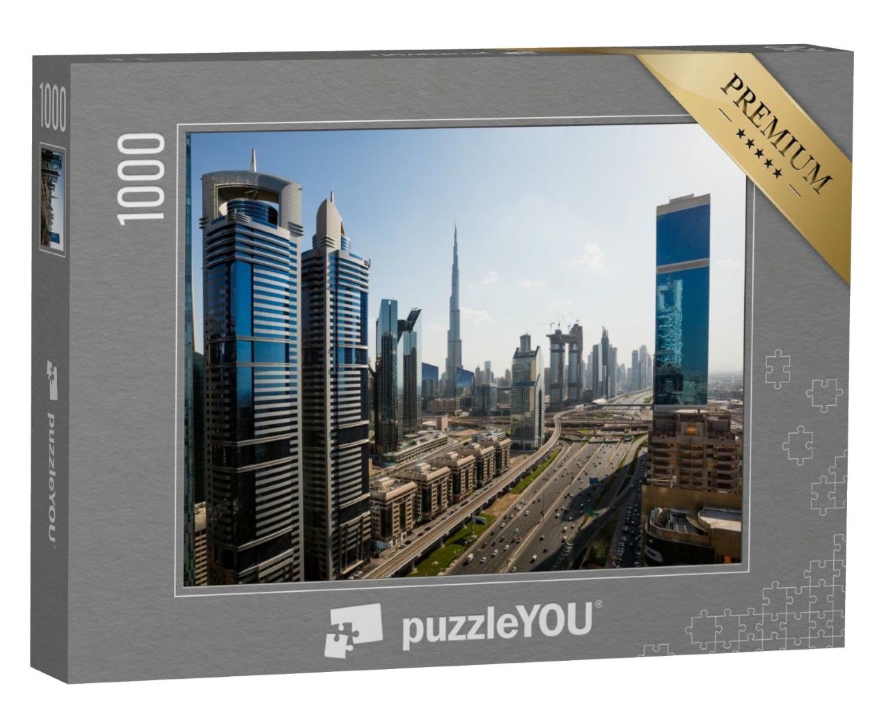 Puzzle de 1000 pièces « Skyline de Dubaï avec le gratte-ciel Burj Khalifa »