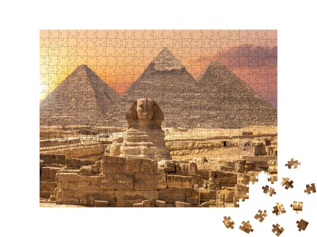 Puzzle de 500 pièces « Merveilles du monde d'Egypte : Pyramides avec Sphinx, Gizeh »