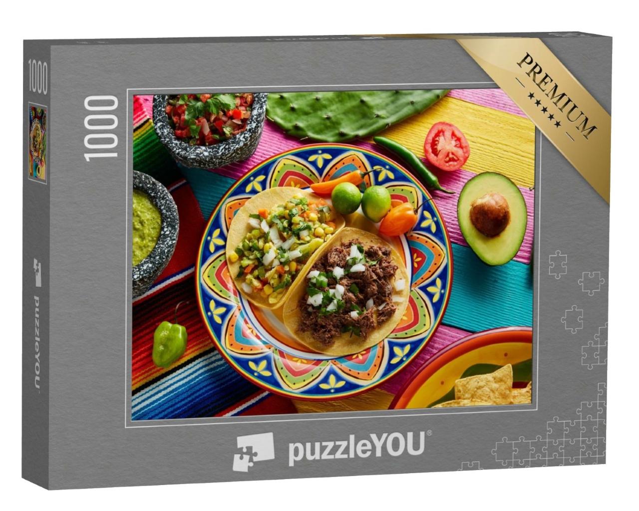 Puzzle de 1000 pièces « Platillo tacos mexicain avec sauces »