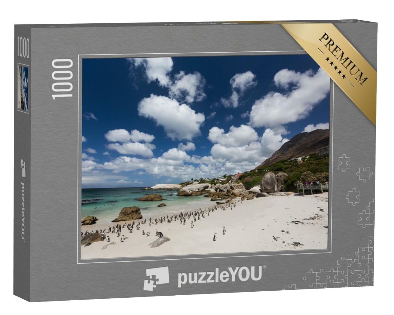 Puzzle de 1000 pièces « Des pingouins se promènent sur la plage, Boulders Beach, Le Cap, Afrique du Sud »