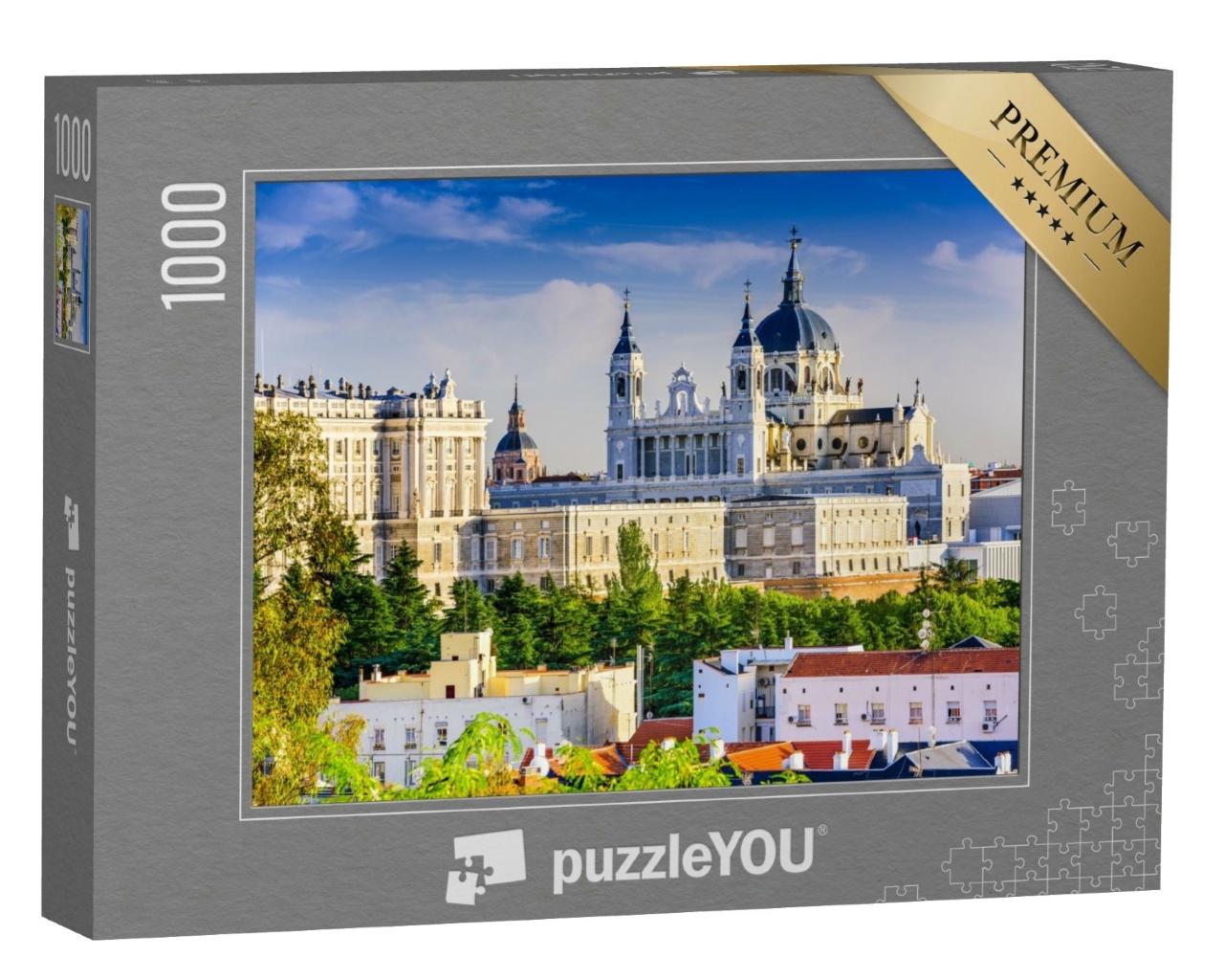 Puzzle de 1000 pièces « L'horizon de Madrid avec la cathédrale Santa Maria et le Palais Royal »