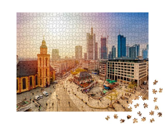 Puzzle de 1000 pièces « Vue de Francfort-sur-le-Main au coucher du soleil »