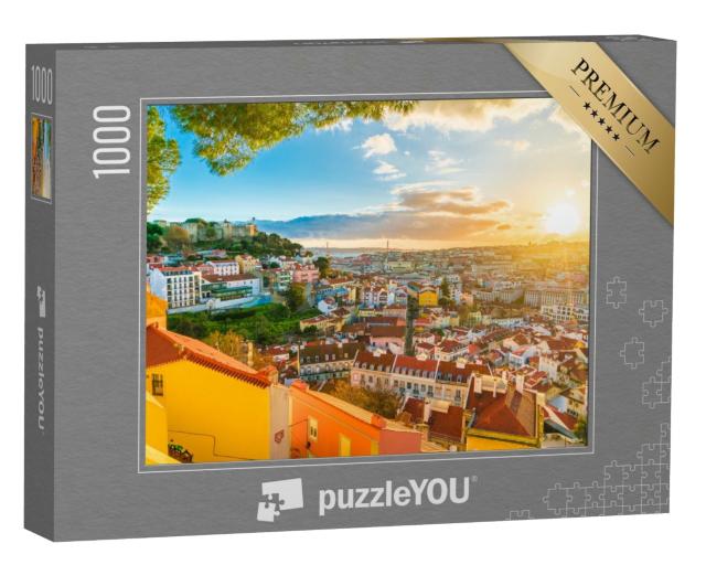 Puzzle de 1000 pièces « Vue panoramique de Lisbonne au coucher du soleil »