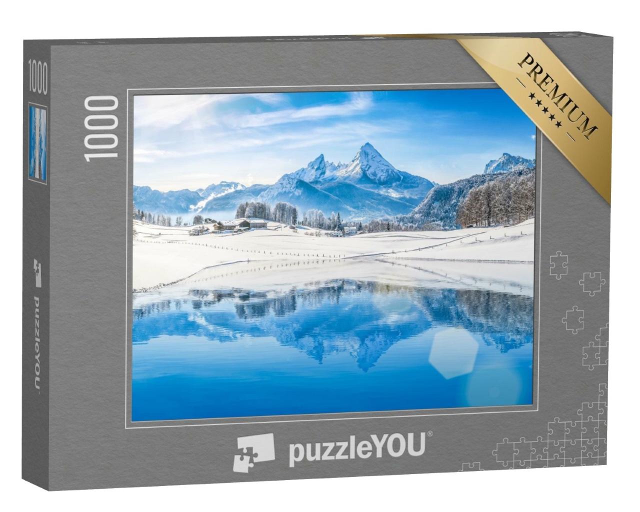 Puzzle de 1000 pièces « Vue panoramique d'un paysage hivernal, Alpes »