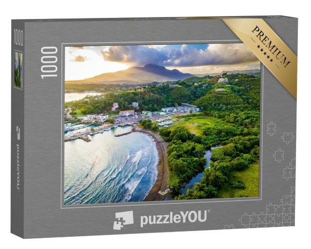 Puzzle de 1000 pièces « Vue aérienne d'une marina à Puerto Plata République dominicaine »