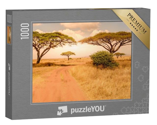 Puzzle de 1000 pièces « Route à travers le parc national du Serengeti, Tanzanie, Afrique »