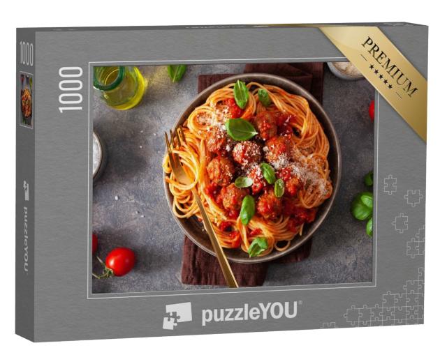 Puzzle de 1000 pièces « Spaghetti aux boulettes de viande et à la sauce tomate »