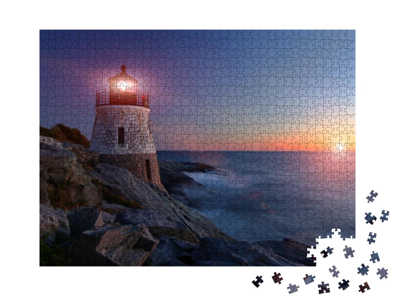 Puzzle de 1000 pièces « Le phare de Castle Hill au coucher du soleil »