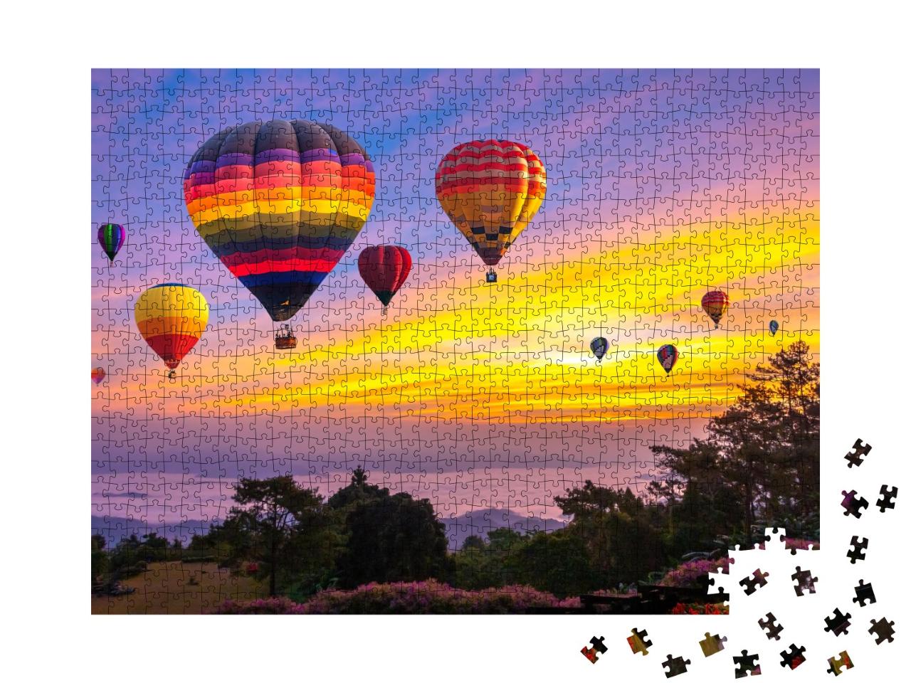 Puzzle de 1000 pièces « Ballons à air chaud au-dessus de Chiang Mai, Thaïlande »