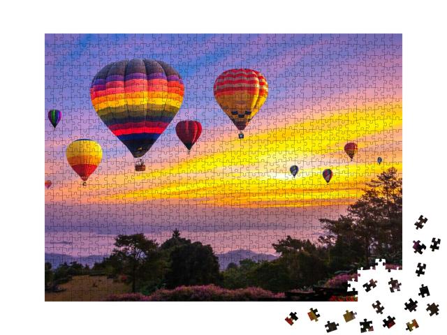 Puzzle de 1000 pièces « Ballons à air chaud au-dessus de Chiang Mai, Thaïlande »