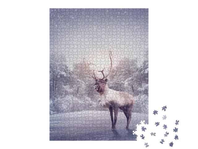 Puzzle de 1000 pièces « Renne dans la neige »