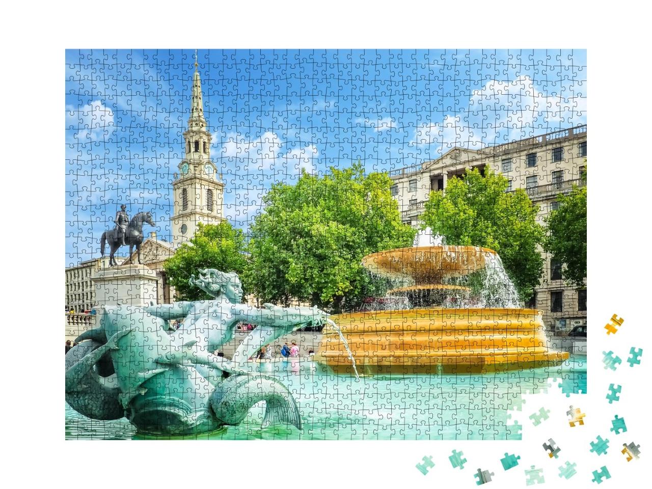 Puzzle de 1000 pièces « Fontaine de Trafalgar Square par une lumineuse journée d'été »