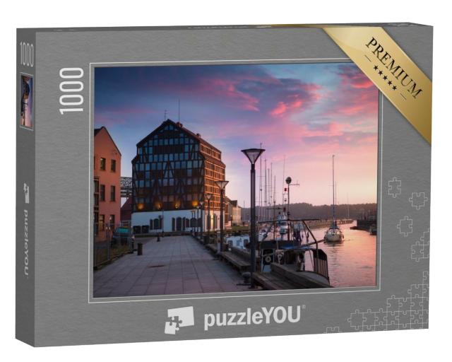 Puzzle de 1000 pièces « Coucher de soleil dans le port de Klaipeda, Lituanie »