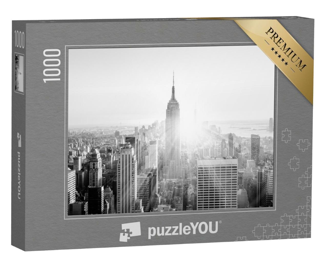 Puzzle de 1000 pièces « New York City : Manhattan avec l'Empire State Building illuminé »