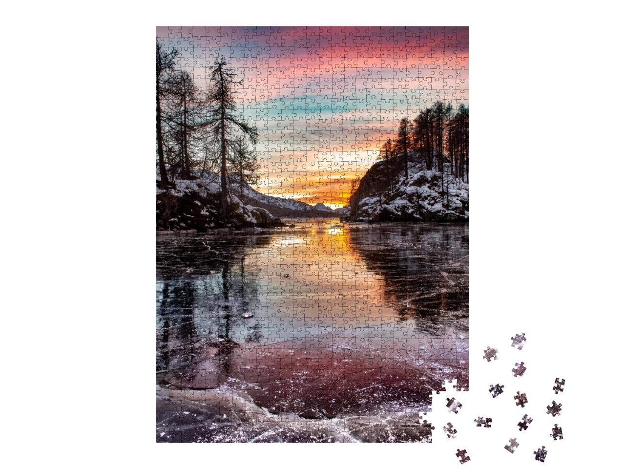 Puzzle de 1000 pièces « Lac de Sils gelé, Engadine, Grisons, Suisse »
