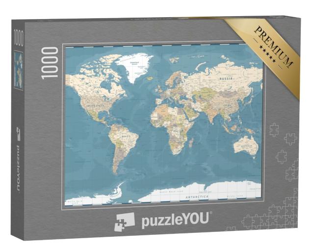 Puzzle de 1000 pièces « World Map Vintage Dark Political - Vector Detailed Illustration »
