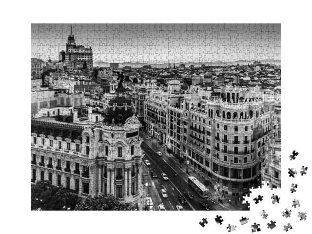 Puzzle de 1000 pièces « Gran Via, principale rue commerçante de Madrid, Espagne »