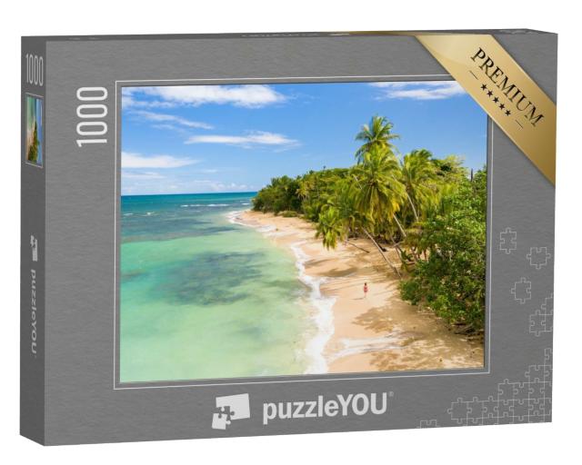 Puzzle de 1000 pièces « Plage de sable des Caraïbes sous les palmiers »