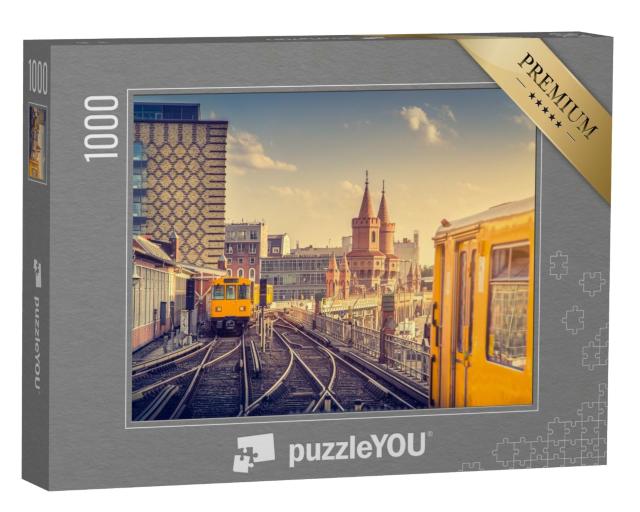 Puzzle de 1000 pièces « Métro de Berlin avec Oberbaumbrücke au coucher du soleil, Allemagne »