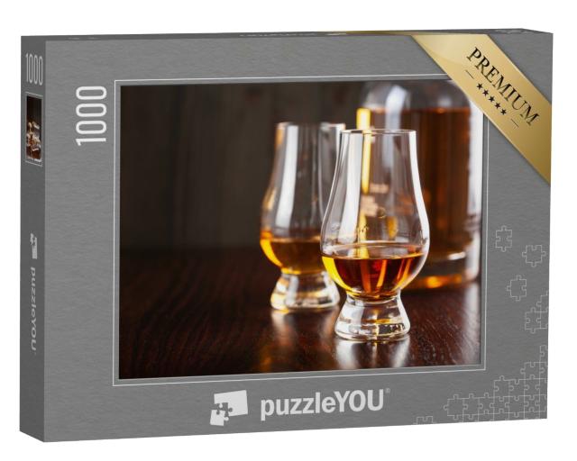 Puzzle de 1000 pièces « Bouteille et verres à whisky »