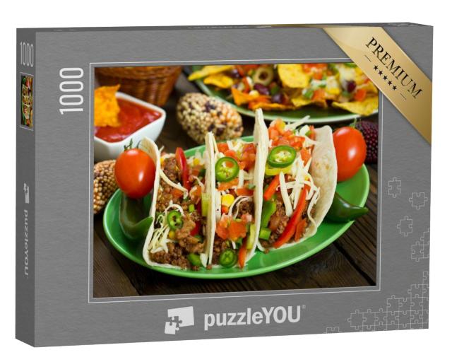 Puzzle de 1000 pièces « Tacos de bœuf fraîchement préparés »