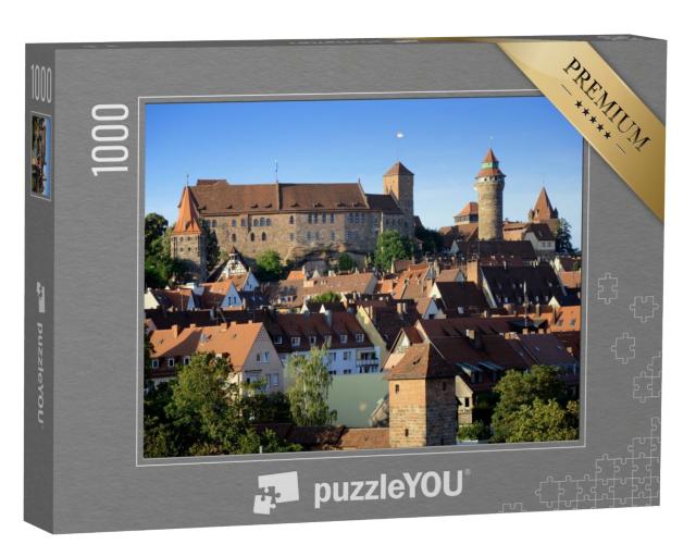 Puzzle de 1000 pièces « Château Kaiserburg à Nuremberg en Bavière, Allemagne avec la vieille ville en été »