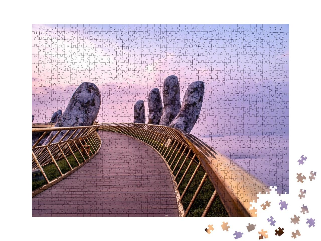 Puzzle de 1000 pièces « Hands of God : Le pont d'or à Bana Hills, Da Nang, Vietnam »