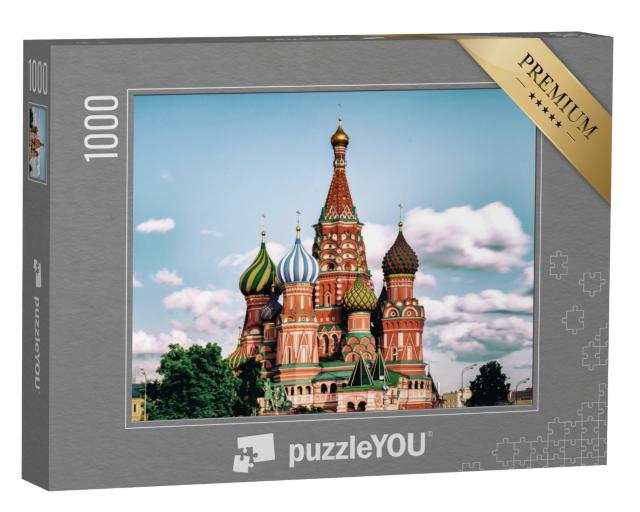 Puzzle de 1000 pièces « La cathédrale Saint-Basile et la tour Spasskaya sur la place Rouge, Moscou »