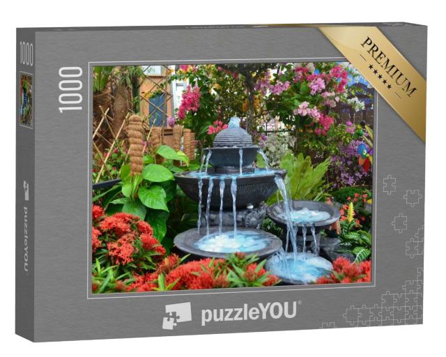 Puzzle de 1000 pièces « De l'eau claire s'écoule d'une fontaine en pierre »