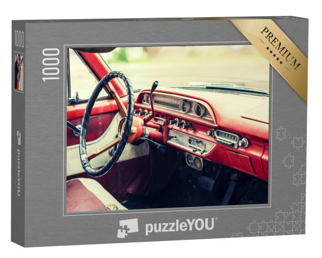 Puzzle de 1000 pièces « Intérieur vintage d'une voiture américaine de collection des années 60 »