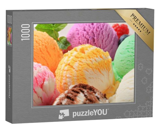 Puzzle de 1000 pièces « Des boules de glace colorées, prêtes à être dégustées »
