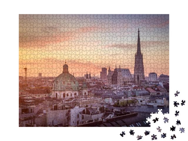 Puzzle de 1000 pièces « Skyline de Vienne avec la cathédrale Saint-Étienne, Autriche »