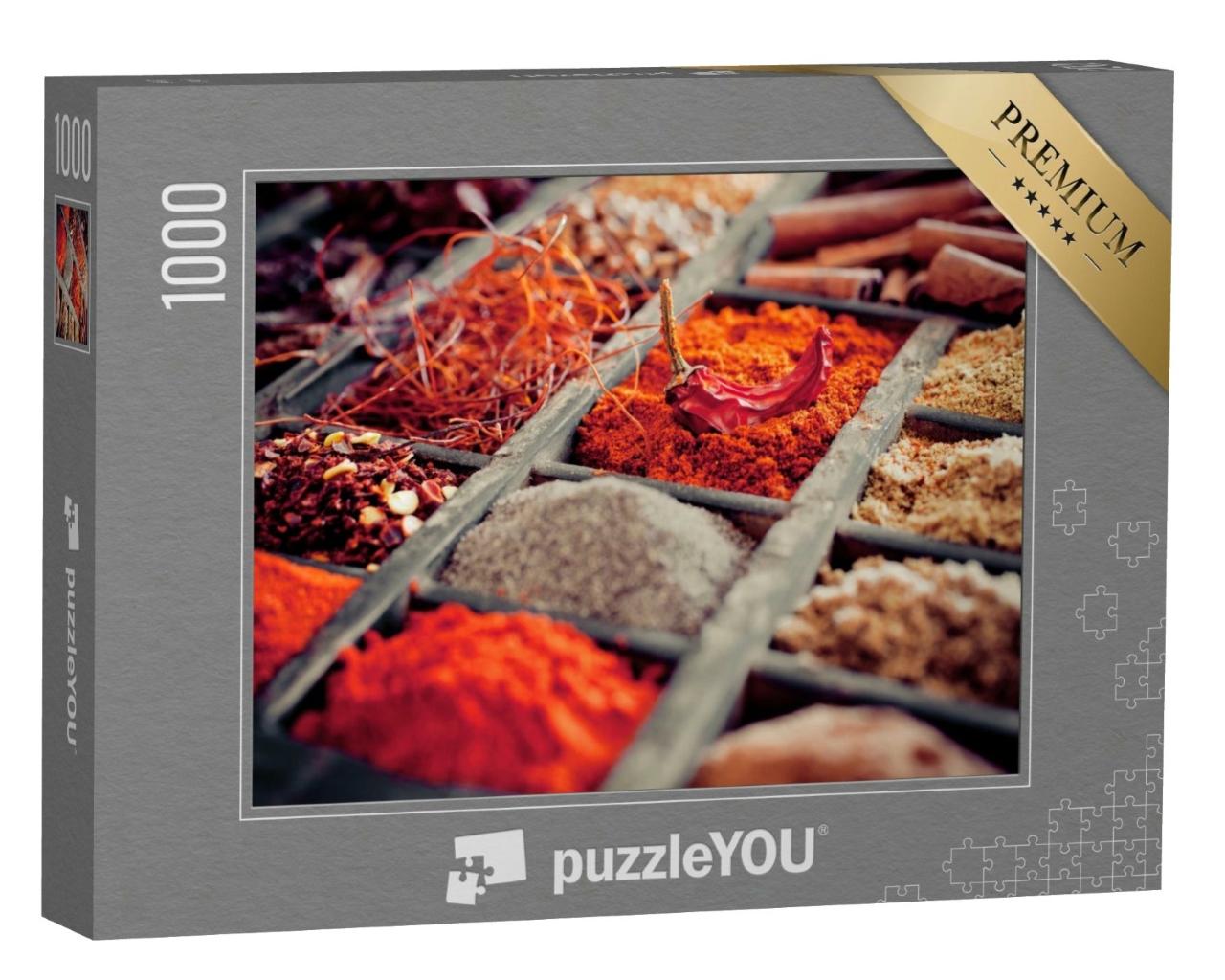Puzzle de 1000 pièces « Gros plan sur différentes sortes d'épices »