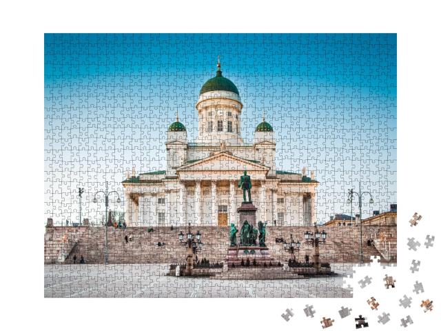 Puzzle de 1000 pièces « Ambiance de soirée à la cathédrale d'Helsinki, Finlande »