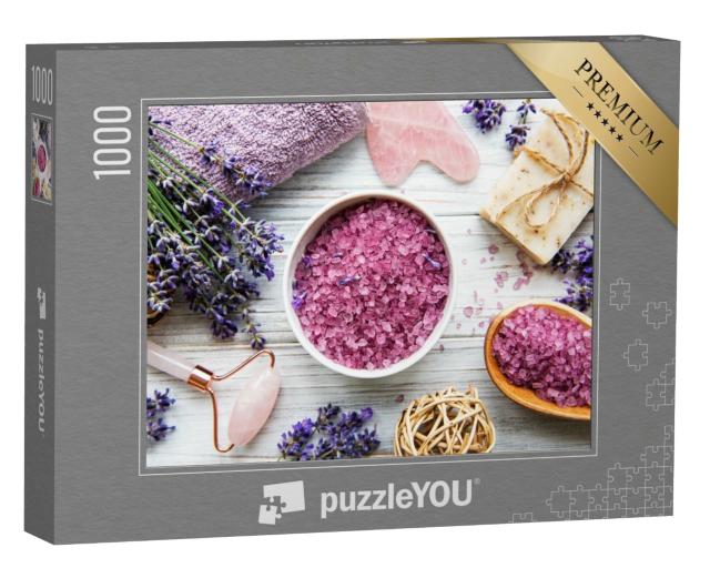 Puzzle de 1000 pièces « Ingrédients pour les cosmétiques SPA naturels à la lavande »