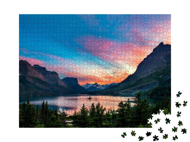 Puzzle de 1000 pièces « Coucher de soleil sur le lac St. Mary »