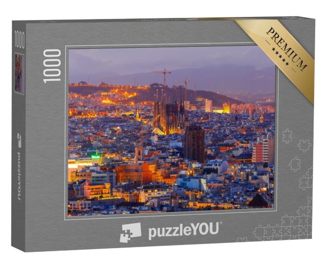 Puzzle de 1000 pièces « Barcelone avec la colline de Lmontjuic la nuit »
