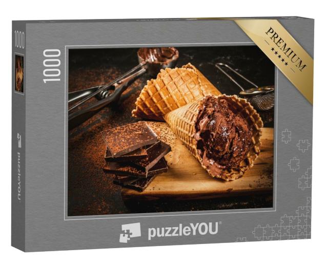 Puzzle de 1000 pièces « Glace au chocolat maison en cornets gaufrés »