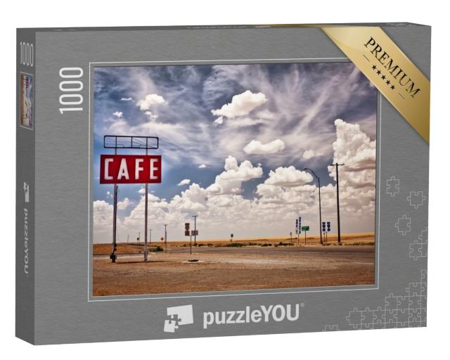 Puzzle de 1000 pièces « Panneau de café le long de la Route 66 historique au Texas »