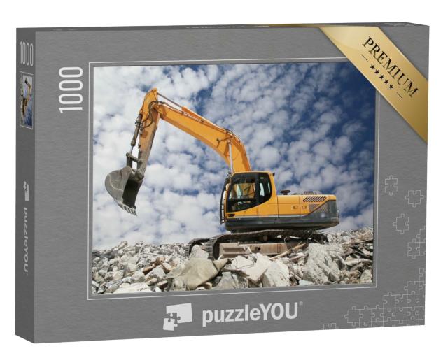 Puzzle de 1000 pièces « Une pelleteuse creuse le sol pour les fondations »