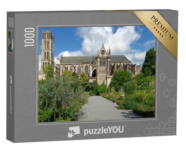 Puzzle de 1000 pièces « Jardin botanique face à la cathédrale Saint-Étienne de Limoges, France »