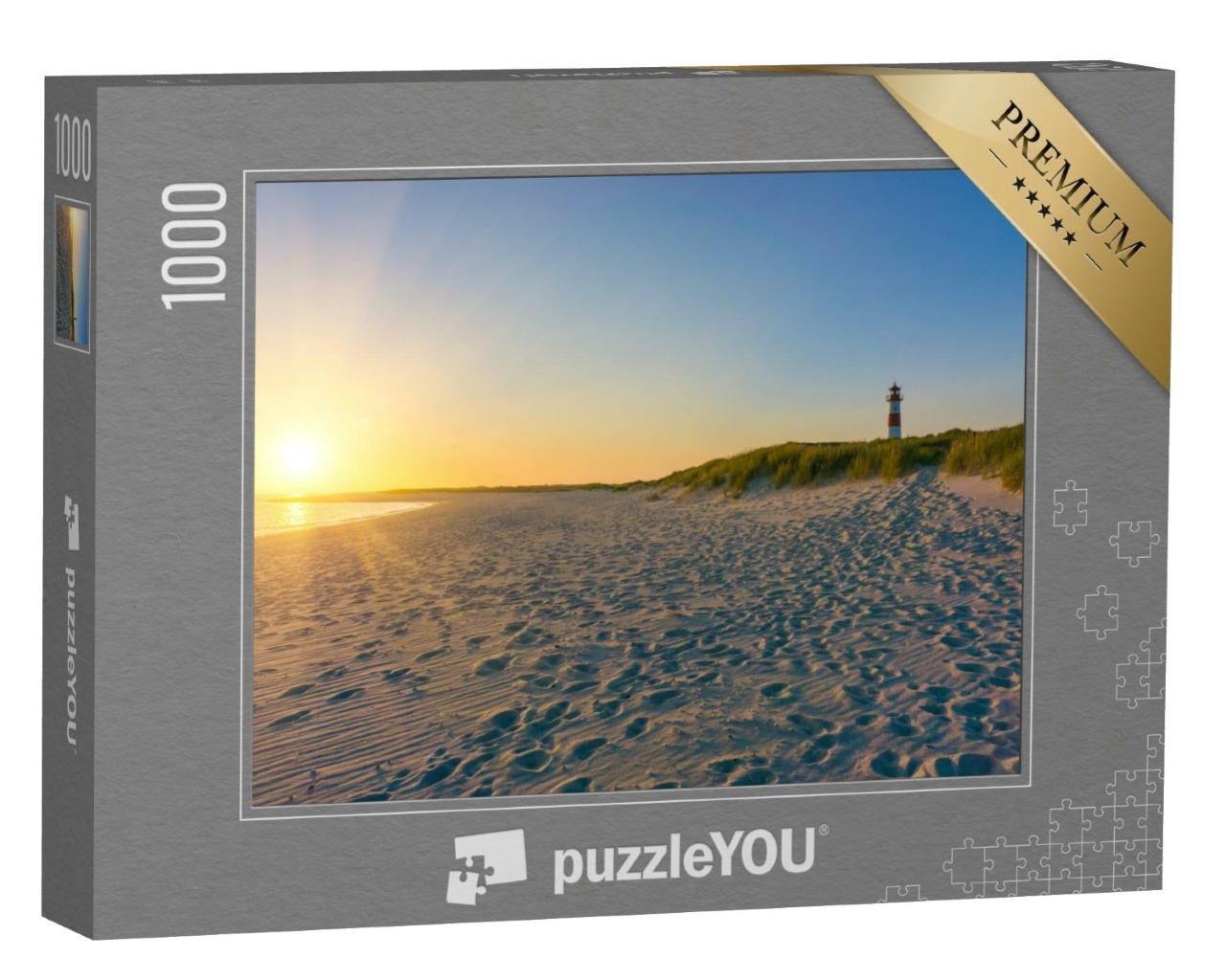 Puzzle de 1000 pièces « La côte allemande de la mer du Nord : une plage avec un phare »