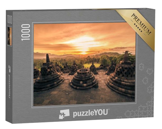 Puzzle de 1000 pièces « Le temple de Borobudur au coucher du soleil, Yogyakarta, Java, Indonésie »