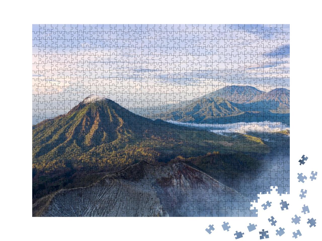Puzzle de 1000 pièces « Chaîne de montagnes au lever du soleil, Java Est, Indonésie »